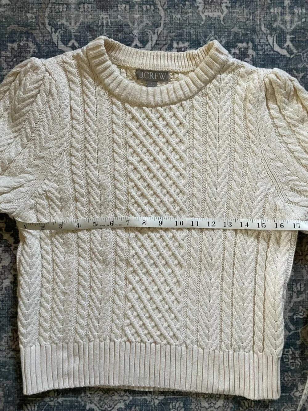 Size Small J. Crew Cable-knit Crewneck Sweater, Cream - Picture 4 of 6
